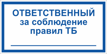 Табличка Ответственный за соблюдение техники безопасности