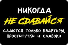 Табличка «Никогда не сдавайся сдаются только квартиры, проститук и и слабоки»